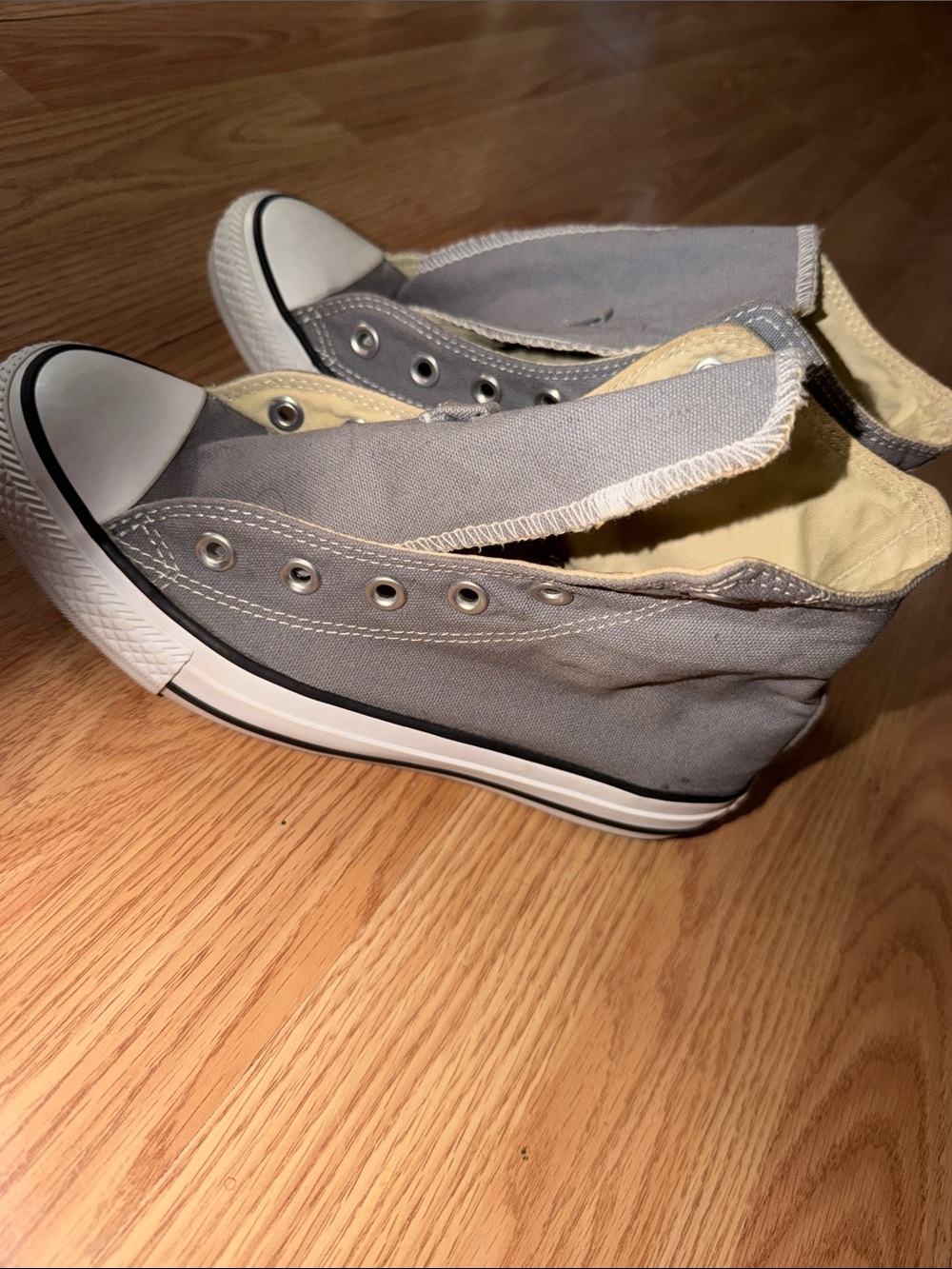 Converse Kids Gray Canvas Slip-On Sneakers with White Toe Cap